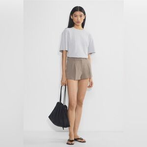 Wilfred Linen Blend High Waisted Tan  Trouser Shorts